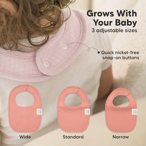 KeaBabies 8-Pack Organic Baby Bibs for Girls, Boys - Quilted Cotton Cloth Baby Drool Bibs for Drooling and Teething Toddler, Newborn, Infant, Soft & Super Absorbent (Muted Pastel)