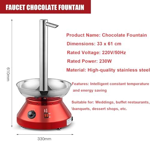 Chocolate Fountain Machine - Leak-Proof Faucet Model with Scraper, 1kg Chocolate Sauce & Brush - Ideal for Parties, Weddings, Birthdays & Celebrations