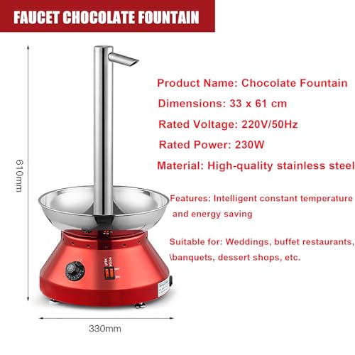 Electric Home Chocolate Fountain Machine with Detachable Parts, Stainless Steel Faucet Model Chocolate Waterfall Machine for Parties - Melts Cheese, Queso, Candy(Black) by Generic - Used condition - Image 2