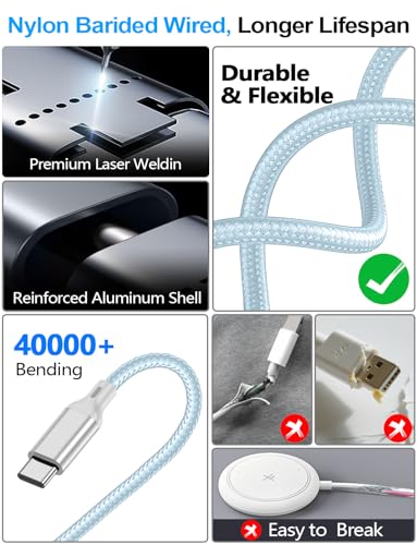 Image of Travel Essentials,Multi Charging Cable for Apple Watch Charger /iPhone /Samsung Charger,Type C /Lightning /iWatch /Micro Charging Cable for iWatch Ultra /10-2 /iPhone /Galaxy /Airpods[1.8M]-Blue