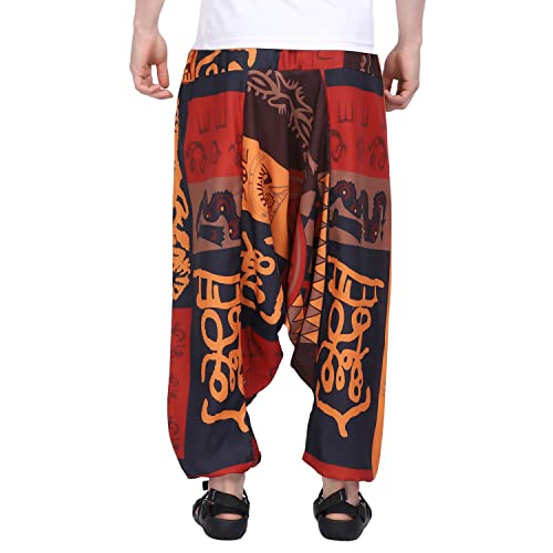 Image of Whitewhale Men's Cotton Solid Harem Pants Yoga Trousers Hippie Pant