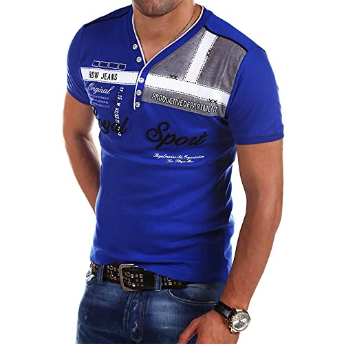 ileibmaoz T-Shirt Camisa De Manga Corta para Hombre Camisetas De Verano con Cuello Vuelto Camisa De Moda Camisetas De Manga Corta Camisetas Ajustadas para Fitness Camisetas S Azul Marino Cover