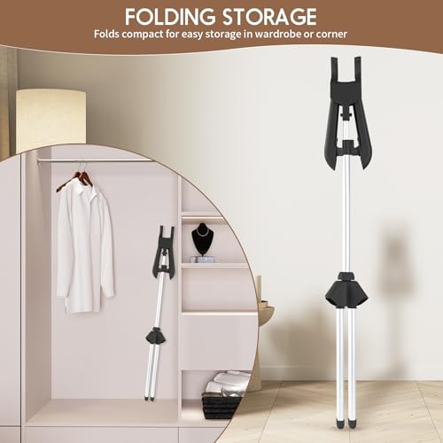 Abiglifty 34-63 Inch Adjustable T Shirt Display Adult for Vendors, Portable Hanging Black Metal Clothes Display, Hanger Rack for Clothing Dress