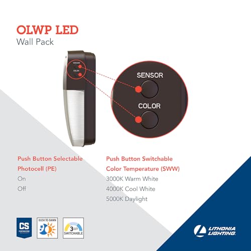 Lihtonia Outdoor Wall Pack LED Light with Photocell, Dark Bronze