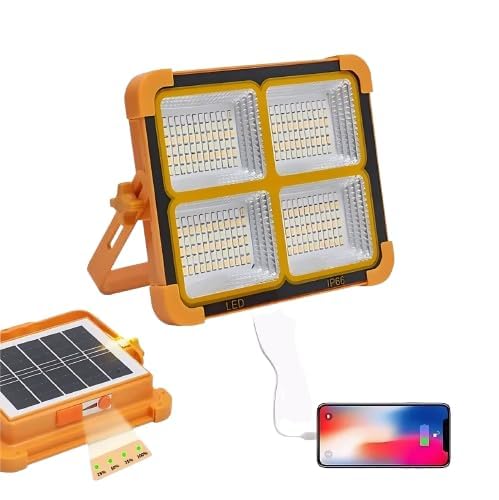 100W LED Solar Flood Light with Rechargeable Battery & USB Charging Port | Portable Solar Camping Lamp with 5 Lighting Modes | IP66 Waterproof Outdoor Emergency Light for Garden-picture-17