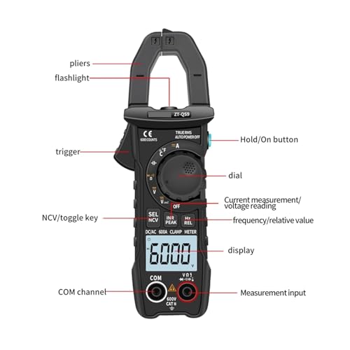 Multímetro Pinza Amperimétrica Digital FUSWIP ZT-QS9 True RMS 600A con Rango Automático miniatura 3