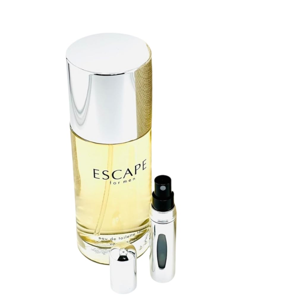Bundle- Escape Cologne for Men 3 3 oz Eau de Toilette with Mini Refillable Atomiser