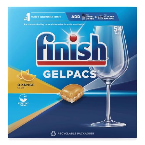 Finish All in 1 Gelpacs Orange, Dishwasher Detergent Tablets (54 Count), 34.8 Oz