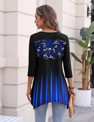 Image of Zeagoo Womens Tops 3 /4 Sleeve loose fit dressy Tunics Plus Size Boho Shirts