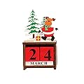 Iusun Tabletop Christmas Decoration Wooden Calendar Creative Supplies Gifts Bedroom Desk Candle Holder Ornament Bonsai for Home Office (B)