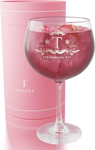 Personalised Gifts for Women - Large Gin Balloon Glass (730ML) - Your Choice of Initial (A)