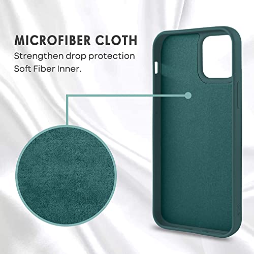 Image of Elzzi Microfiber Candy Case Compatible for iPhone 13 Mini 5.4 Inch Shockproof Slim Back Cover Liquid Silicone Case - Forest Green