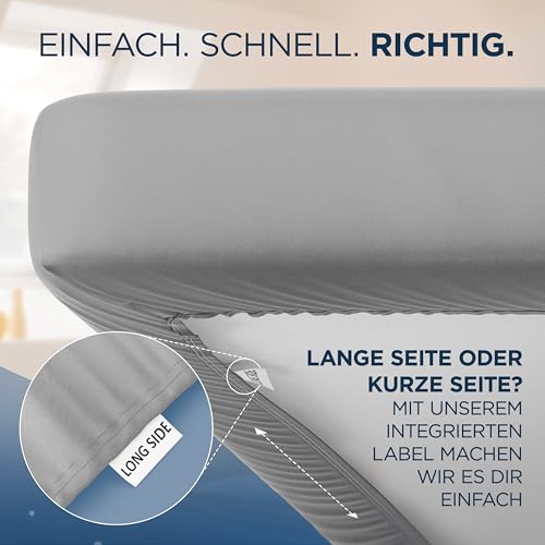 Samthus Jersey Spannbettlaken 180x200cm Oeko-Tex Made In Green - Hellgrau – Ansicht 5