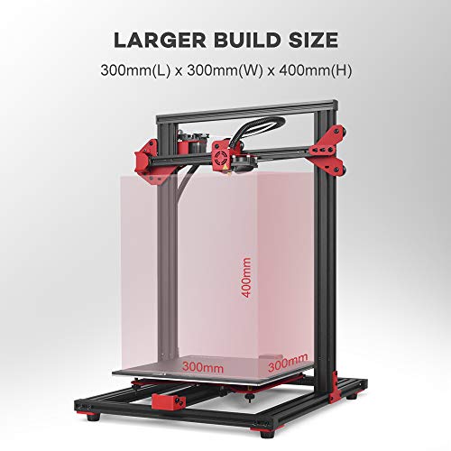 LONGER LK1 90% Pre-Assembled 3D Printer with Large Build Size 300x300x400mm, Full Touch Screen, Filament Detector, Resume Printing, Full Metal Frame (Red)