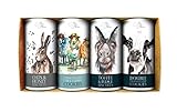 Meg Hawkins Farrah's of Harrogate - 4 Drum Gift Set - Hare, Sheep, Donkey, Cow, 4 x 160 g