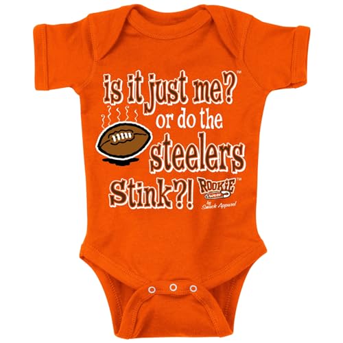 Image of is It Just Me? (Anti-Pittsburgh) Baby Apparel for Cleveland Football Fans (NB-7T) (Orange Onesie, 12 Months)
