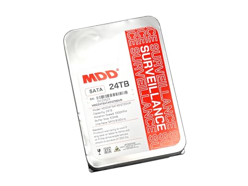 MDD 24TB 7200RPM 512MB Cache SATA 6.0Gb/s 3.5inch Internal Hard Drive for Surveillance Storage (MDD24TS51272DVR) (Renewed) - 5 Years Warranty