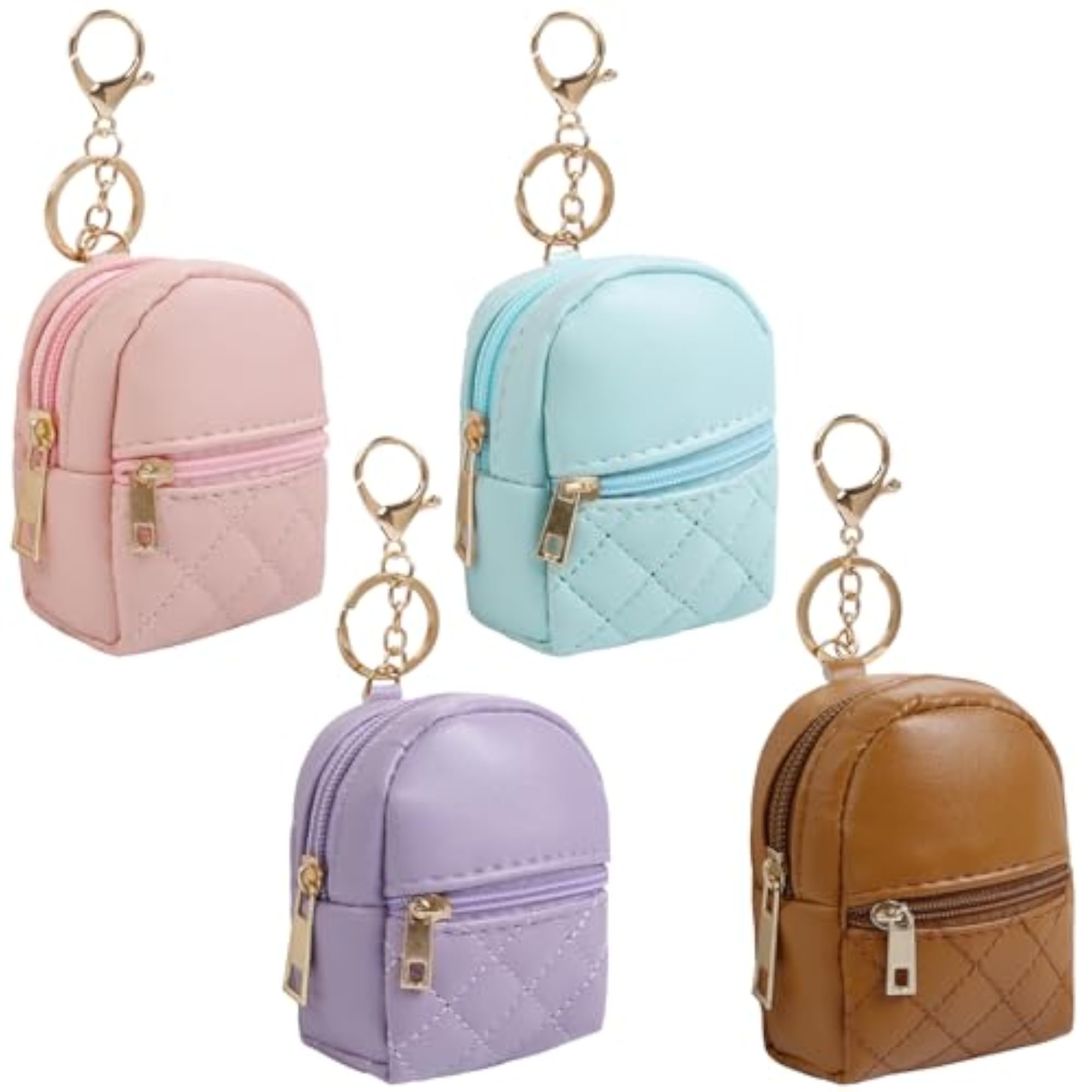 4Pcs Mini Backpack Keychain, Cute Cosmetic Bag for Women