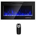 COSTWAY 40-Inch Electric Fireplace, 750W/1500W Wall Recessed and Mounted Fireplace Insert with Remote Control, 9 Flame Colors, 5 Brightness Settings, 8 H Timer, Fireplace Heater for Indoor Use