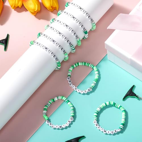 24 Pcs Friendship Bracelet Halloween Witch Party Favors Inspirational Stackable Bracelets Polymer Clay Letter Bead4