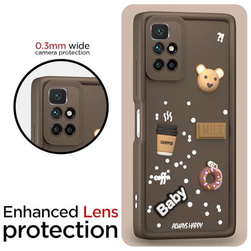 Image of Pikkme Back Cover for Redmi 10 Prime | Cute Fun Cartoon 3D Bear Silicone Full Body Protection Bumper Case (Brown)