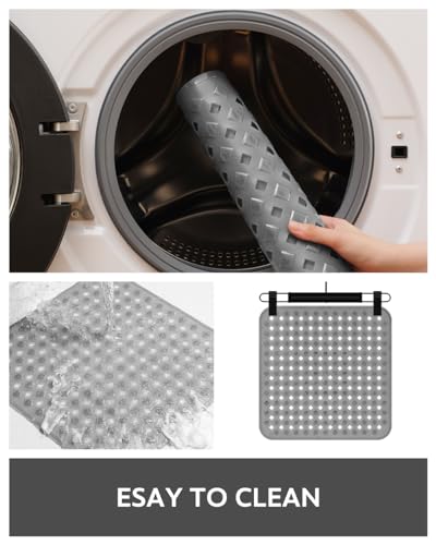 Padoor SHOWER MAT 2121-CLEAR GREY Shower Mat Non Slip, 21 Inchx21 Inch Machine Washable Shower Mats For Inside Shower With Suction Cups And Drain Holes, Extra Safe Standing Bathtub Mat，Bathroom Accessories thumb #4