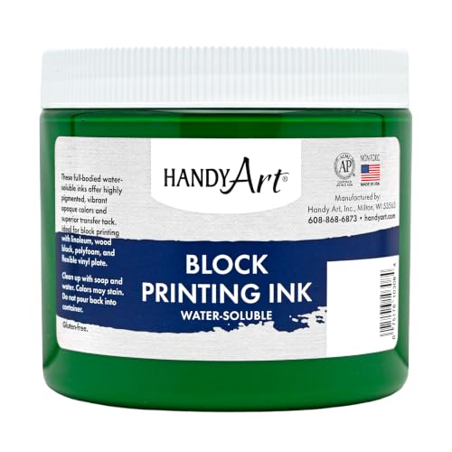 Handy Art Block Printing Ink, Green, 16 oz Jar, Water-Soluble