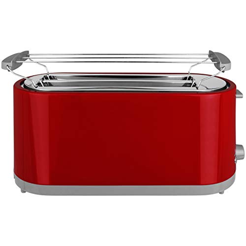 Toaster 750W oder 1400W mit Langschlitz mit Größen- und Farbwahl Sandwichmaker 2 oder 4 Scheiben Langschlitztoaster Sandwich Maker (Rot, 4-Scheiben)