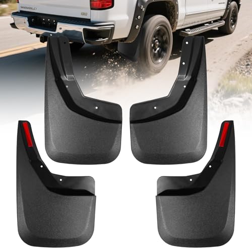 Yldqcfu Heavy Duty Mud Flaps for Trucks - 4PC No-Drill Splash Guards Compatible with 2014-2018 Chevy Silverado 1500 & 2015-2018 Silverado 2500HD/3500HD, Front & Rear Mud Guards