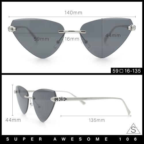 Luxury Gangster Rimless Cat Eye Jaguar Head Hinge Showy Sunglasses3