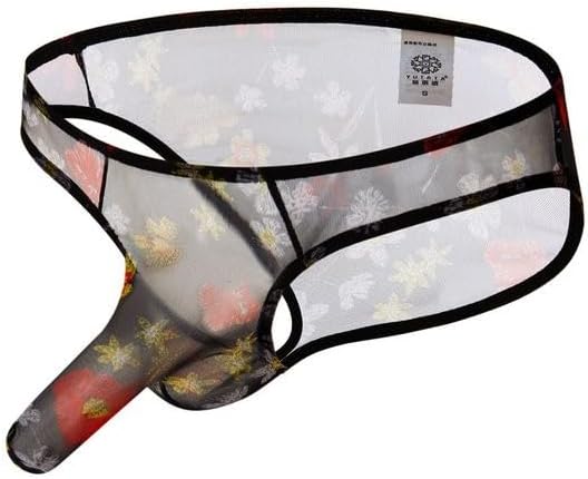 Men's Thong Underwear Low Rise Mesh Sheer Breathable Elephant Nose Bulge Pouch G-Strings Bikinis Brief T-Back Panties