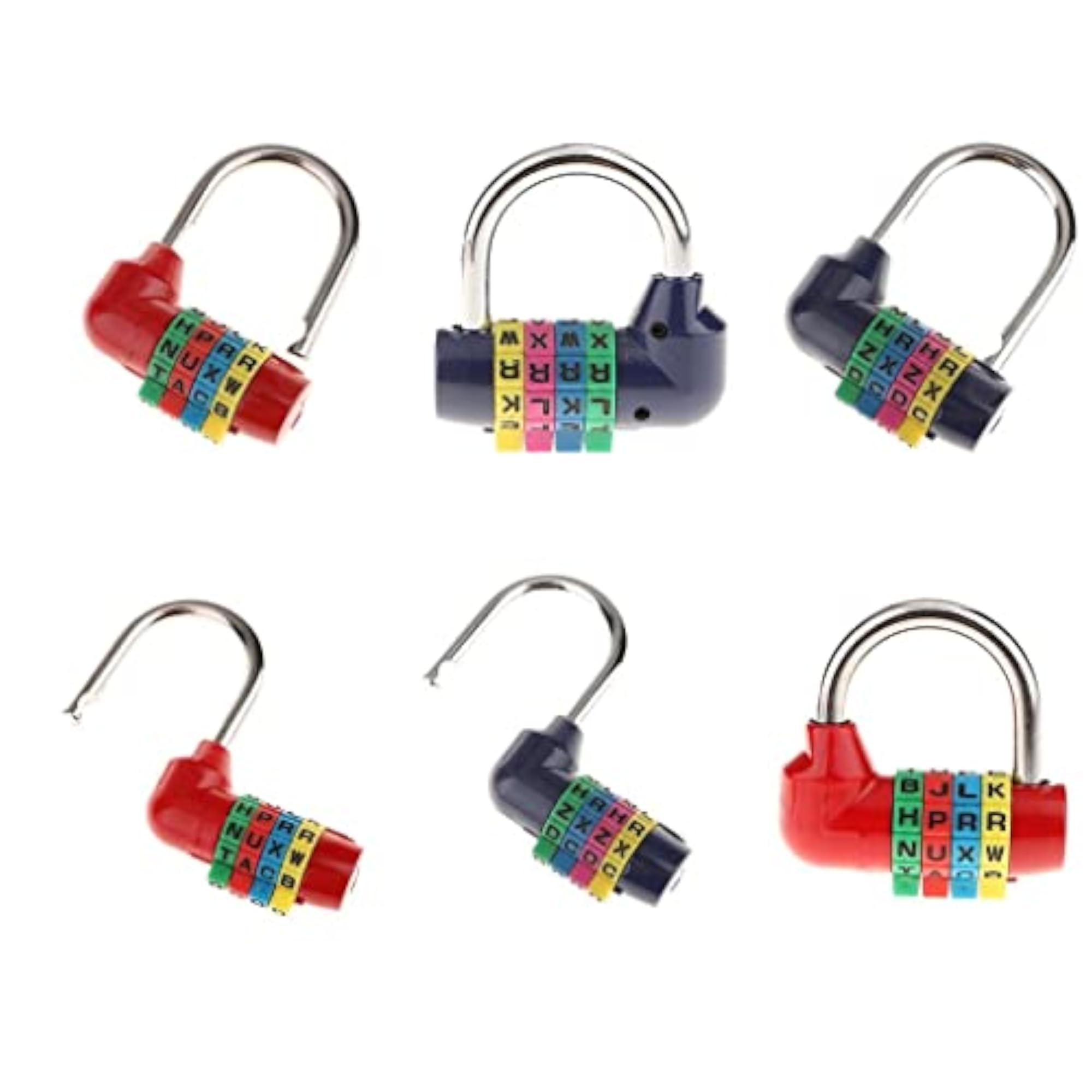 6pcs 4 Digit Dial Combination Padlock Set