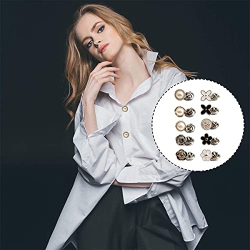 Shirt Button Pins, 24 PCS Rhinestone Pearl Buttons for Cuffs, Collar, Clothing Decoration - Image 6