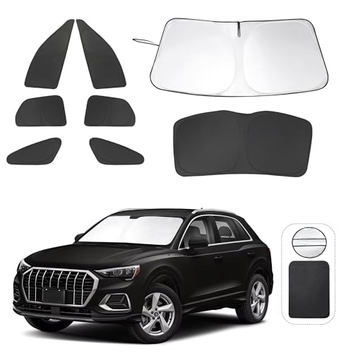 8PCS YYCKE Window Shades for Q3 2019-2024 for Audi Accessories Car Side Full Windows Rear Triangular Windshield Sun Shade Sun UV Rays & Privacy Protection for Camping,Napping,and Relaxing
