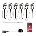 Arotelicht 6pcs Garden Lights, LED Spotlight IP65 Waterproof RGB+Warm White, COB Landscape Spotlight Pathway Lights with Ground Spike, 2100LM APP Control for Outdoor Garden, Yard, Lawn, Tree, 12V 20W