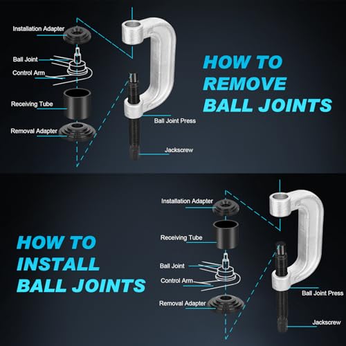 Nilight Ball Joint Press kit with 4x4 Adapters, Ball Joint Remove and Install Tools, 10 PCS Ball Joint Service Kit for Most 2WD and 4WD Cars and Light Trucks by Nilight - Image 6