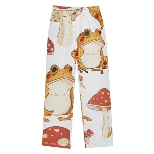 ZZXXB Frog and Mushroom Pattern Boys Long Pants Soft Trousers Elastic Waist Kids Lounge Bottoms with Pockets S-XL