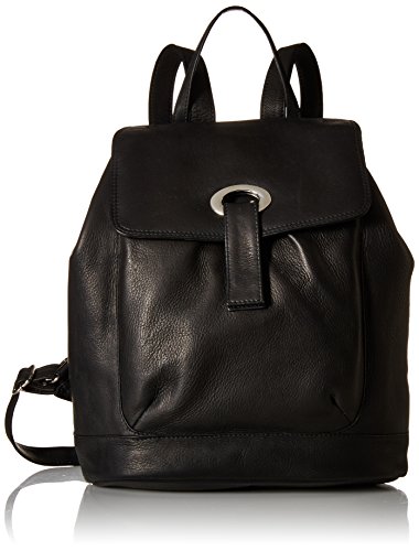 Piel Leather Large Oval Loop Backpack, Black, One Size