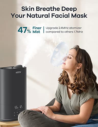 Welov 5X Faster Humidifiers For Large Room Bedroom, 1.6Gal Quiet Ultrasonic Cool Mist Humidifiers For Plants And Kids, 90 Hours Air Vaporizer With Humidistat Control, Night Light, Timer, No Leaks #TOP3