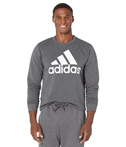 Image of adidas Essentials Big Logo Fleece Sweatshirt Dark Grey Heather/White LG, Dark Grey Heather/White, Large
