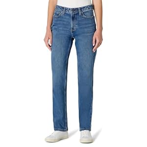 Amazon Essentials Damen Hoch Geschnittene Jeans mit Geradem Bein, 76,2cm Beininnenlänge, Mittelblau Vintage, 38-40