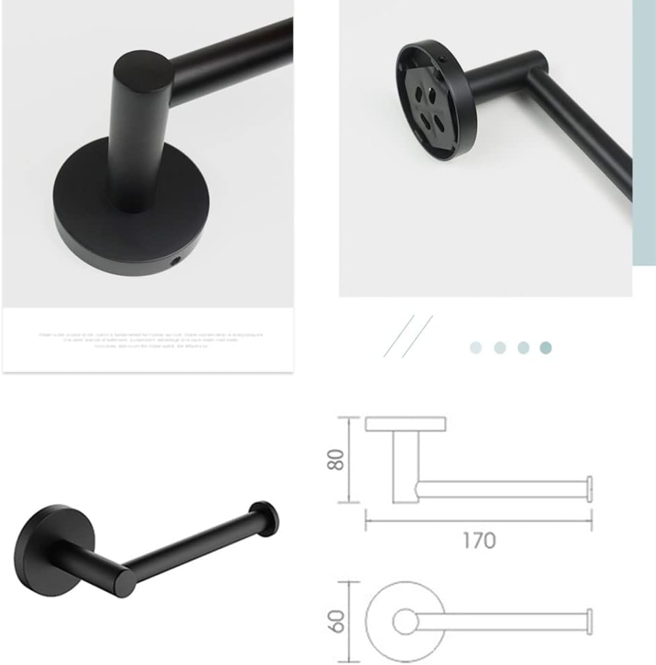 Matte Black Stainless Steel Bath Towel Hanger Ring Bathroom Accessories Towel Robe Hook Toilet Tissue Paper,Towel Ring (2 Paper Holders)
