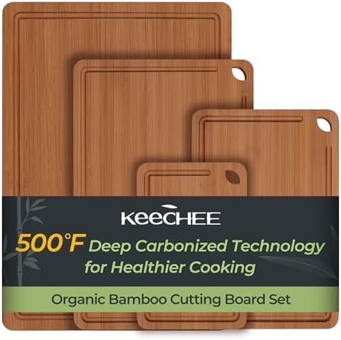 Keechee Wood Cutting Board, Carbonized Bamboo Cutting Boards Set ...