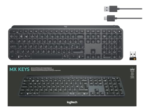 Logitech MX Keys Clavier RF sans Fil + Bluetooth QWERTY Danois, Finlandais, Norvégien, Suédois Noir