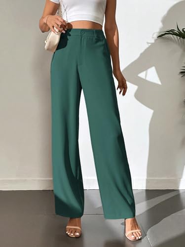 Image of FNOCKS Wide Leg Pants Woman Pants High Waisted Work Pants Long Casual Pants Summer Trousers