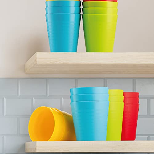 Plaskidy Kids Cups - Set Of 12 Kids Plastic Cups - 8 Oz Kids Drinking Cups -Plastic Cups Reusable - Dishwasher Safe - Bpa-Free Cups For Kids & Toddlers Bright Colored - Unbreakable Toddler Cups #TOP5