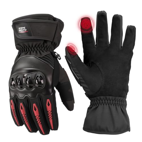 KEMIMOTO Winter Warm Motorcycle Gloves Rainproof Waterproof Riding Gloves with Touchscreen for Motorcycle Riding ATV UTV Snowmobile