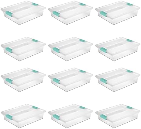 Sterilite 5.7 Qt Large Clear Plastic Stackable Storage Container Bin Box Tote w/Clear Latching Lid Organizing Solution for Home & Classroom, (12 Pack)