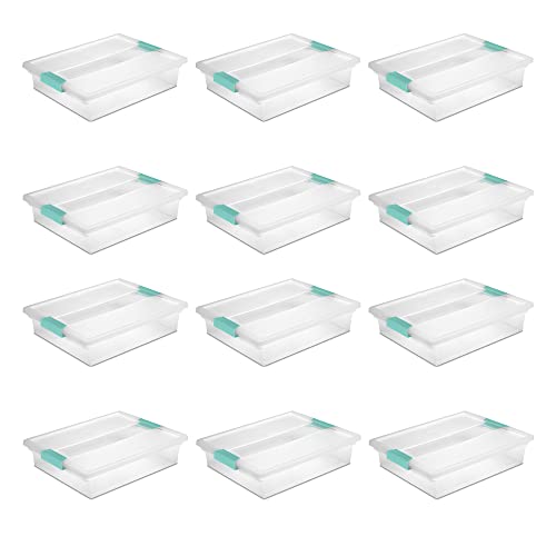 Sterilite 5.7 Qt Large Clear Plastic Stackable Storage Container Bin Box Tote W/Clear Latching Lid Organizing Solution For Home & Classroom, (12 Pack) #TOP3