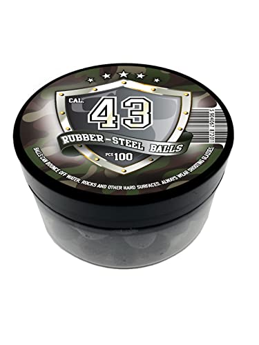 100 Stück - Premium Quality Hard Mix Rubber Steel Balls Paintballs Reballs Powerballs for Self Home Defense Training and Shooting in 43 Caliber - Hart Gummi Bälle in 43 Kaliber